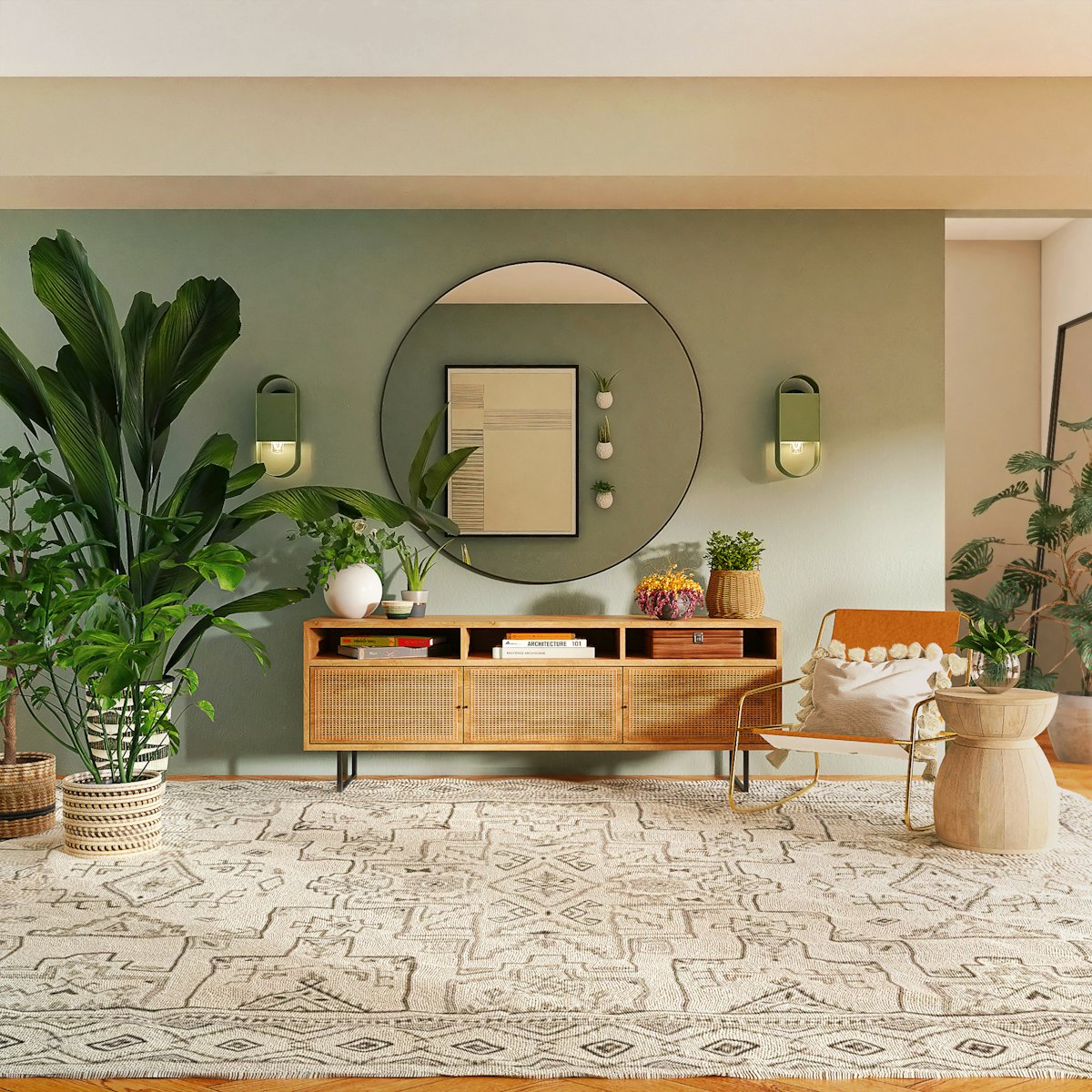Warm, inviting living room corner
